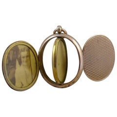 Antique Victorian Gold Picture Locket with Four Picture Frames