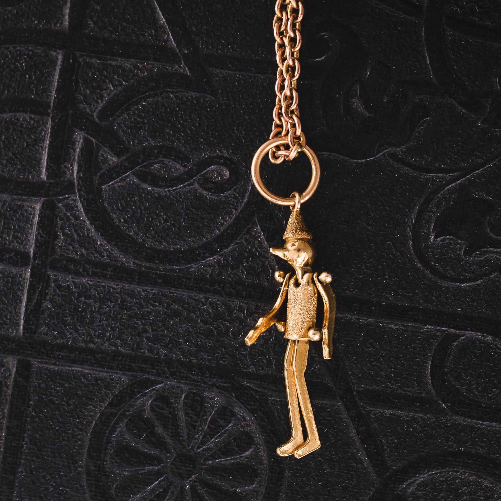 Antique Victorian Gold Pinocchio Charm In Good Condition In Sale, Cheshire