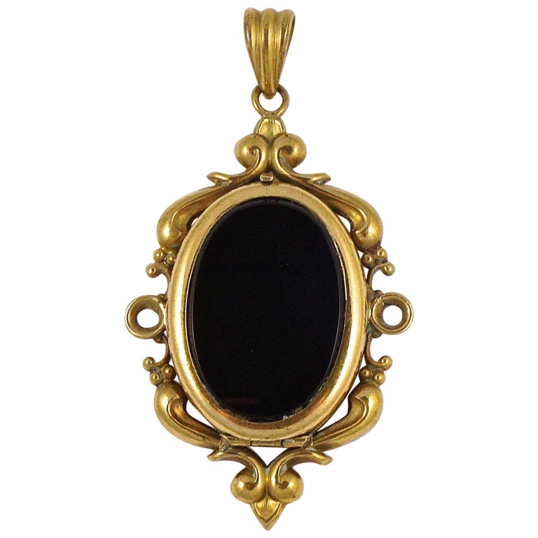 Antique Victorian Gold Plated and Black Onyx Locket at 1stDibs