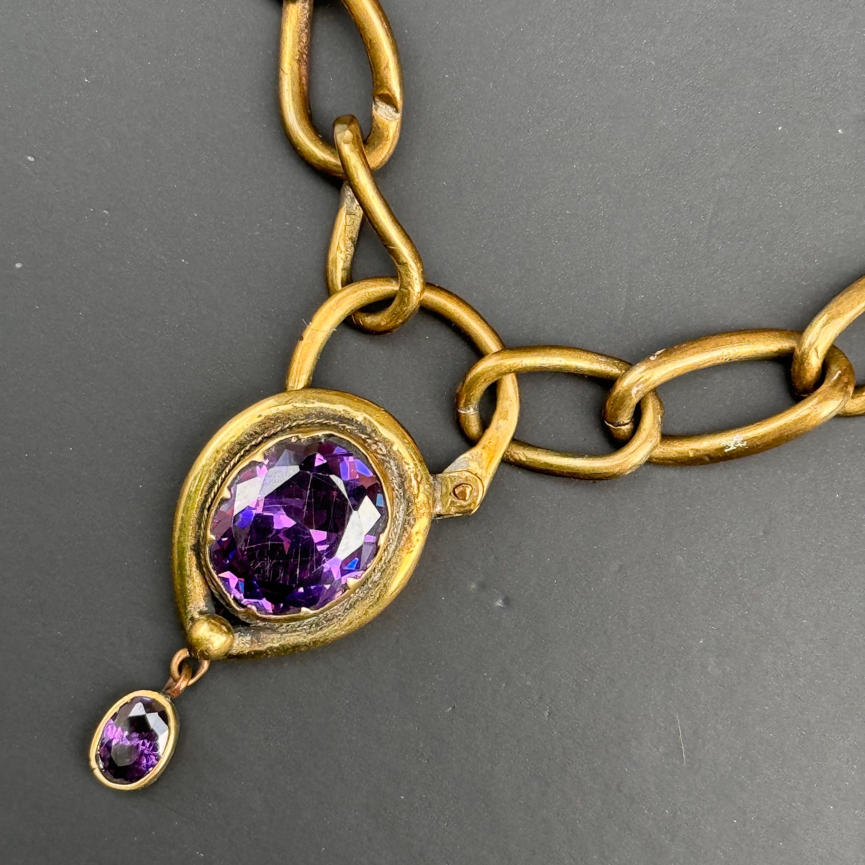 Chaîne victorienne ancienne plaquée or  Bracelet à breloques en forme de cadenas Bon état - En vente à Monroe Township, NJ