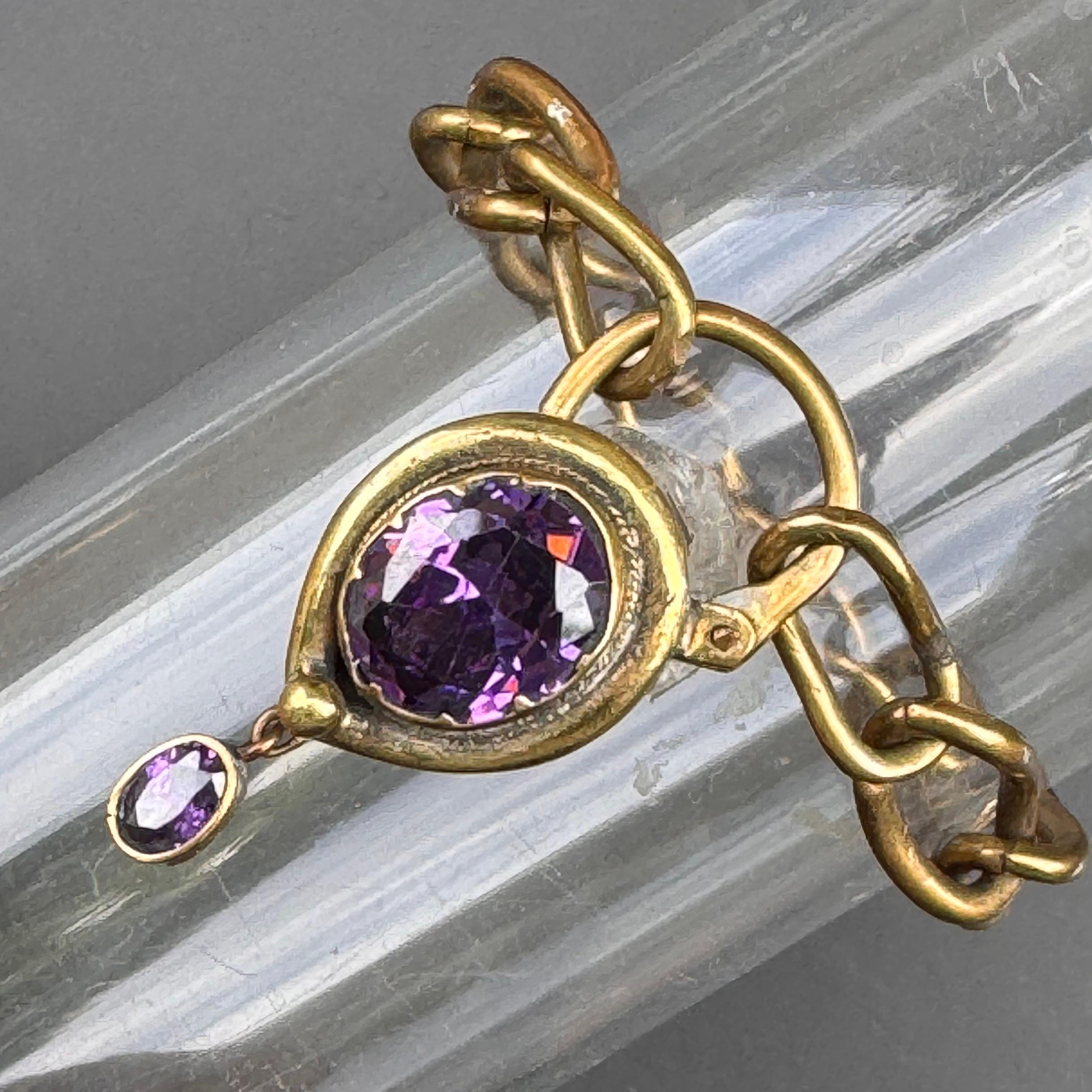 Chaîne victorienne ancienne plaquée or  Bracelet à breloques en forme de cadenas Unisexe en vente