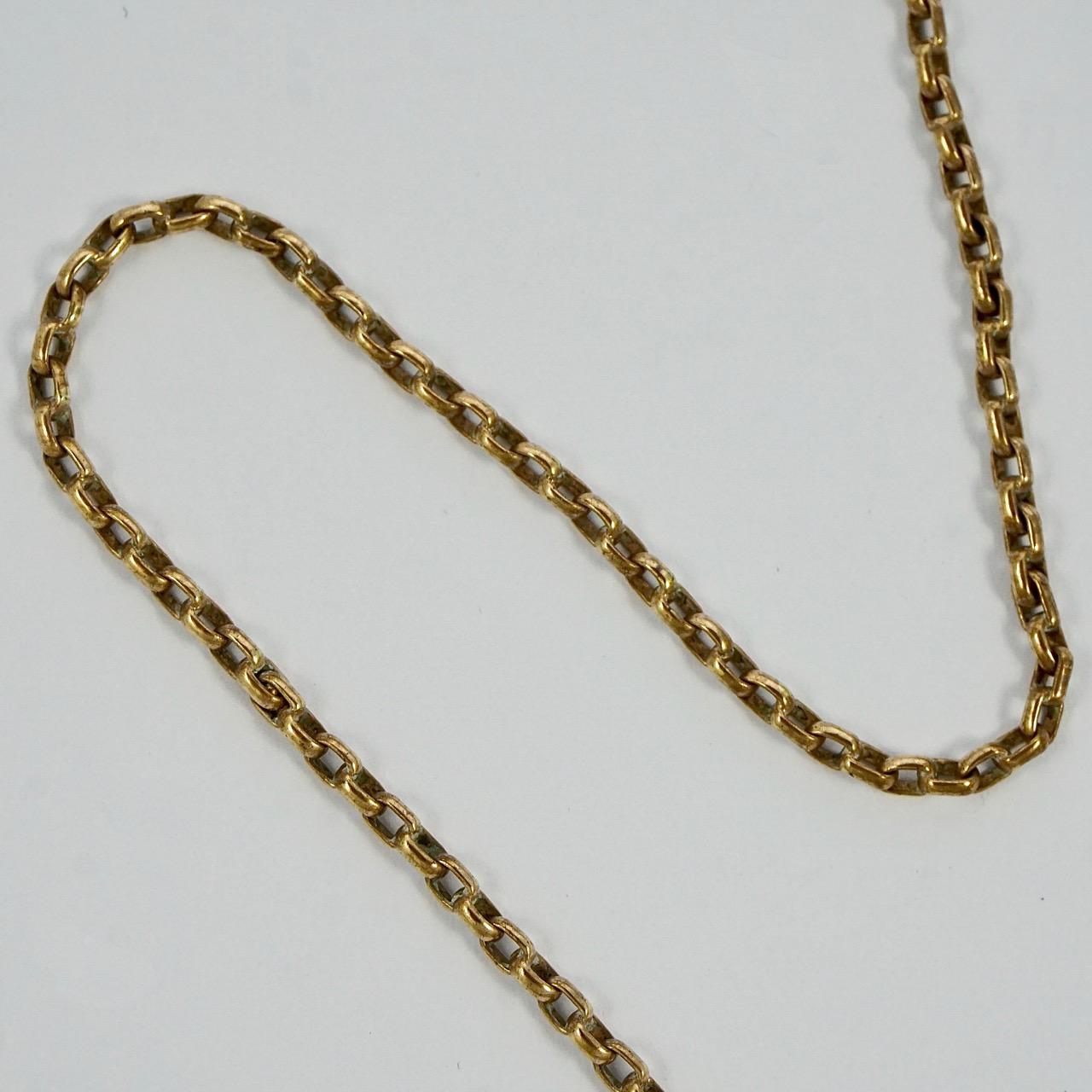 Antique médaillon de deuil de deuil français plaqué or de style victorien avec chaîne Belcher en vente 2