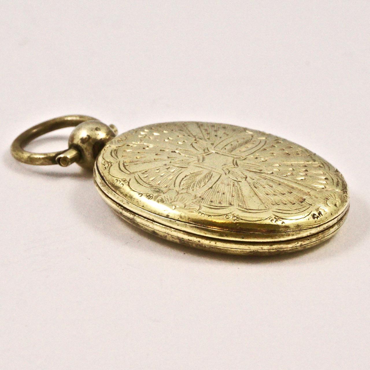 Women's or Men's Antique Victorian Gold Plated Hand Engraved Locket with Photograph
