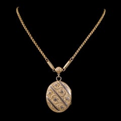 Antique Victorian Gold-Plated Locket Chain Necklace, circa 1900