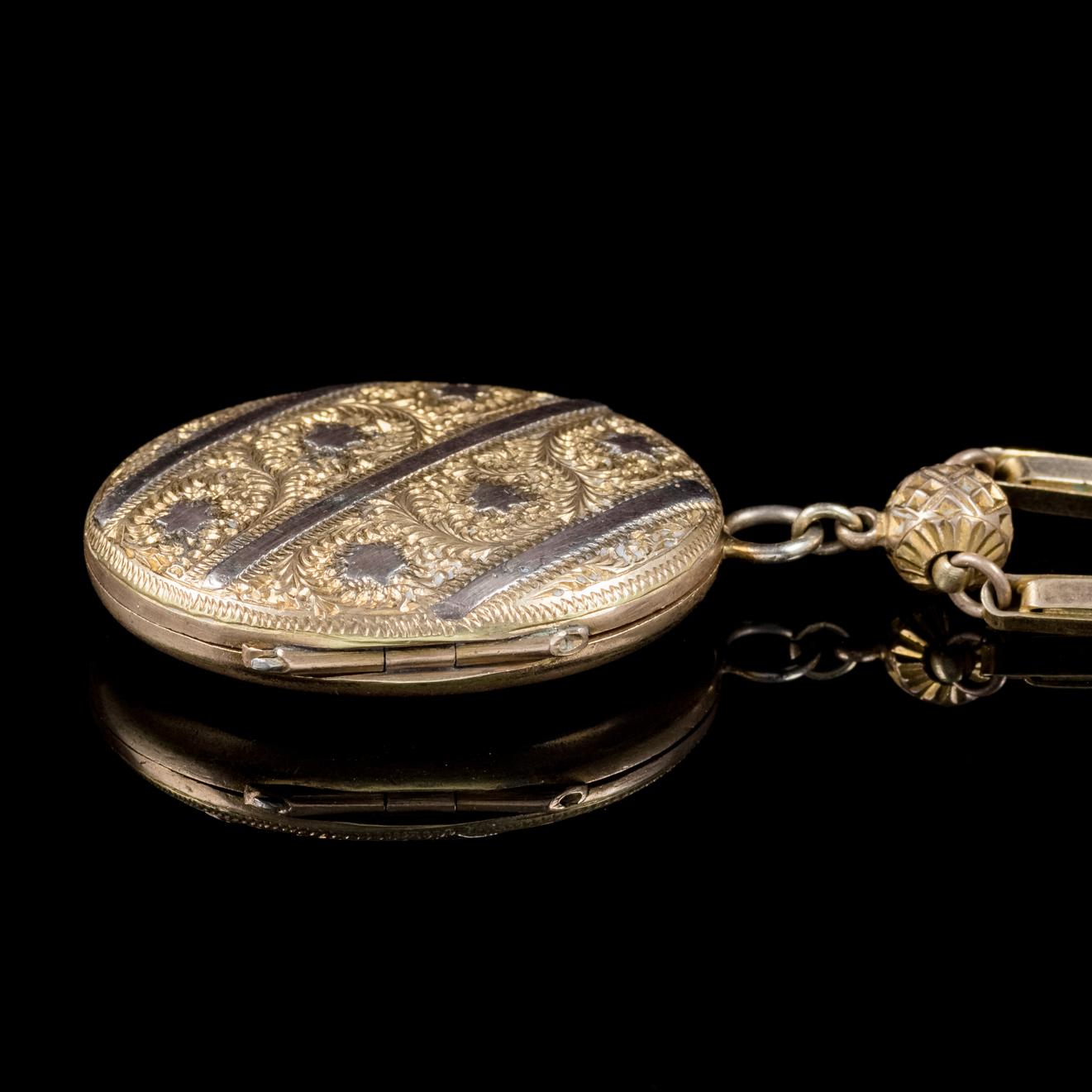 Antique Victorian Gold-Plated Locket Chain Necklace, circa 1900 im Angebot 2