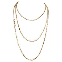 Retro Victorian gold plated longuard chain necklace, rolo link 