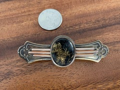 Antique Victorian Quartz with Gold  14 Karat Yellow Gold Brooch Pin