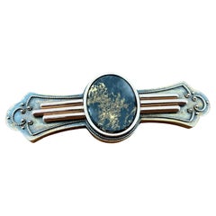 Ancien quartz victorien avec or Broche en or jaune 14 carats avec épingle