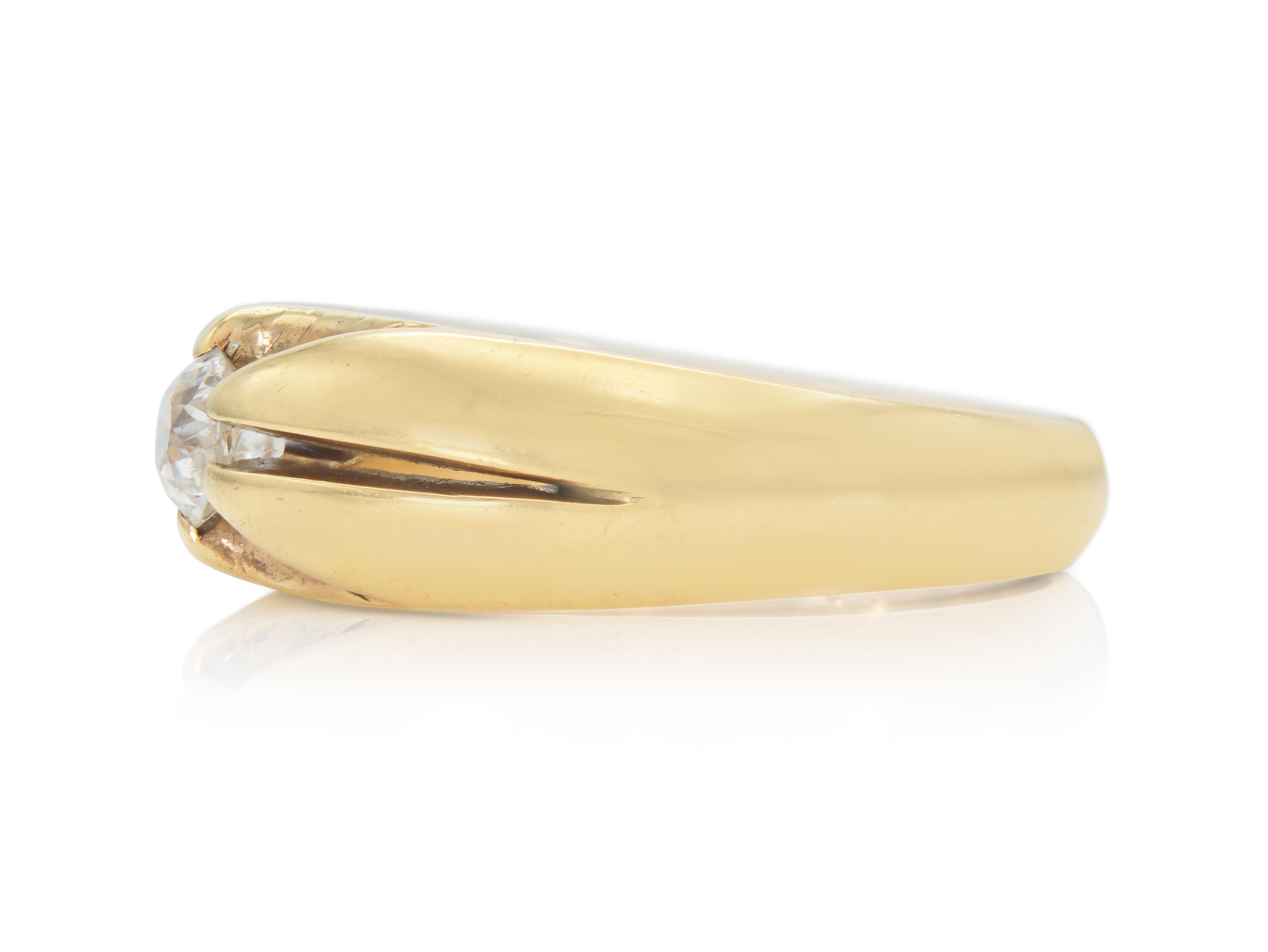 Victorien Bague victorienne ancienne en or avec un diamant de 0,40 carat de taille européenne ancienne en vente