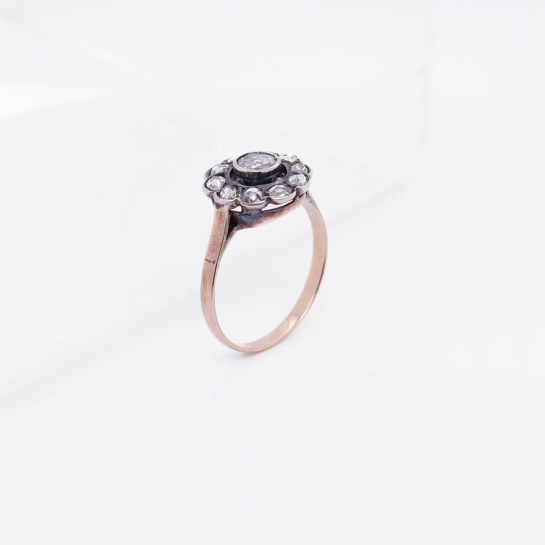 Antiker viktorianischer Gold- und Rosenschliff-Diamant-Cluster-Ring 5