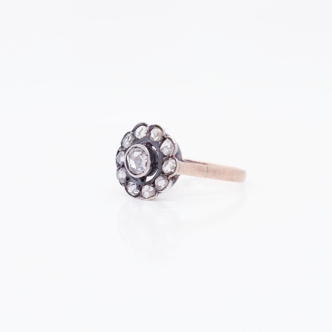 Antiker viktorianischer Gold- und Rosenschliff-Diamant-Cluster-Ring (Viktorianisch)