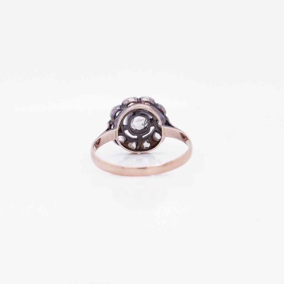 Antiker viktorianischer Gold- und Rosenschliff-Diamant-Cluster-Ring Damen