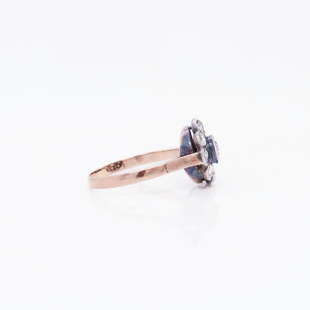 Antiker viktorianischer Gold- und Rosenschliff-Diamant-Cluster-Ring 1