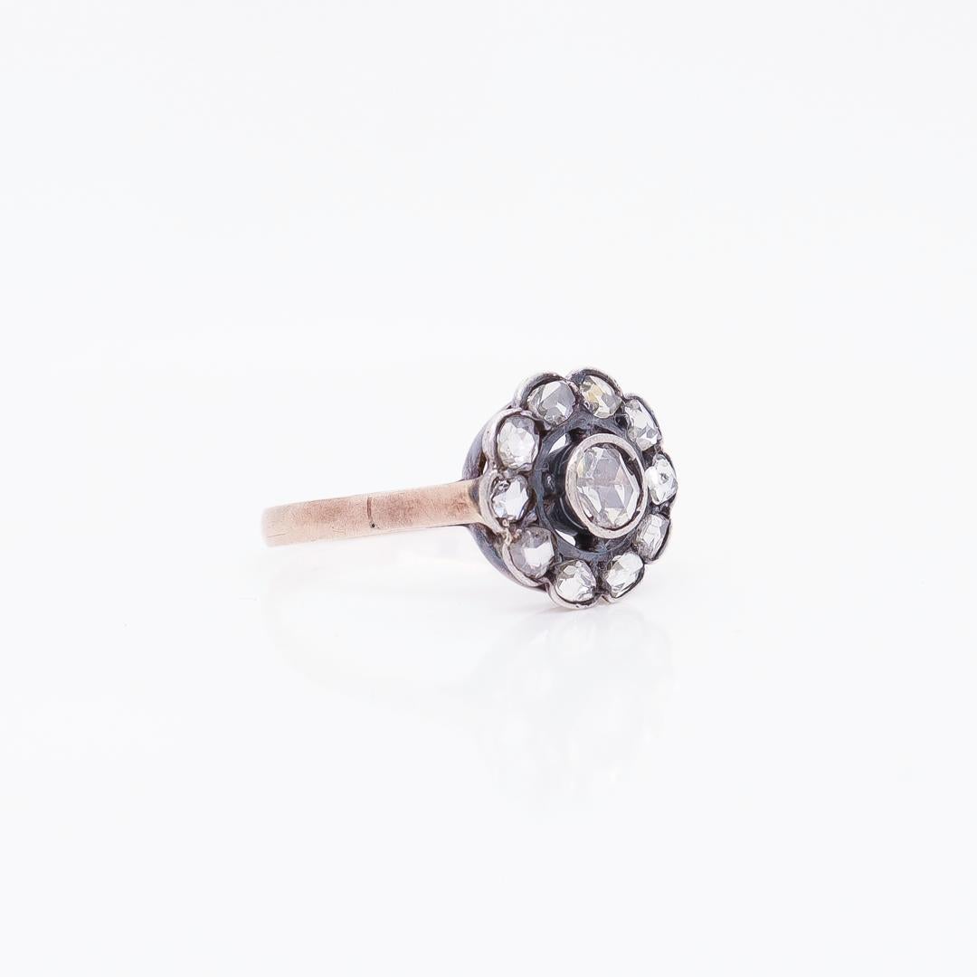 Antiker viktorianischer Gold- und Rosenschliff-Diamant-Cluster-Ring 2