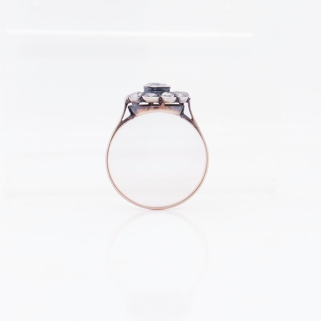 Antiker viktorianischer Gold- und Rosenschliff-Diamant-Cluster-Ring 4