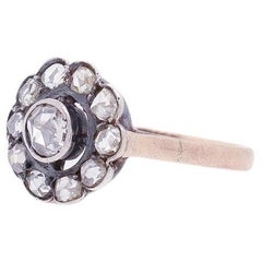 Antiker viktorianischer Gold- und Rosenschliff-Diamant-Cluster-Ring