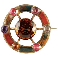 Antique Victorian Gold Scottish Cairngorm Brooch