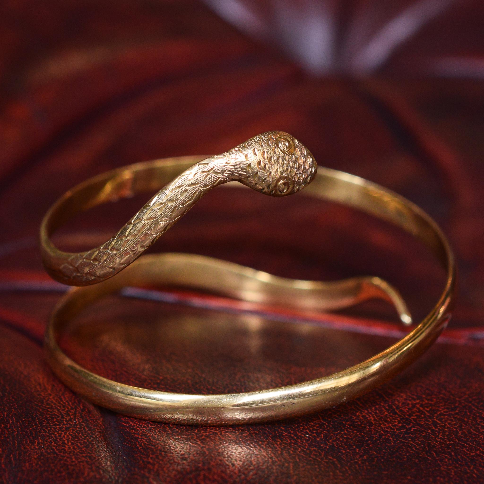 Women's Antique Victorian Gold Snake Bangle