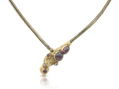 Antique Victorian Gold Snake Necklace with Tourmalines