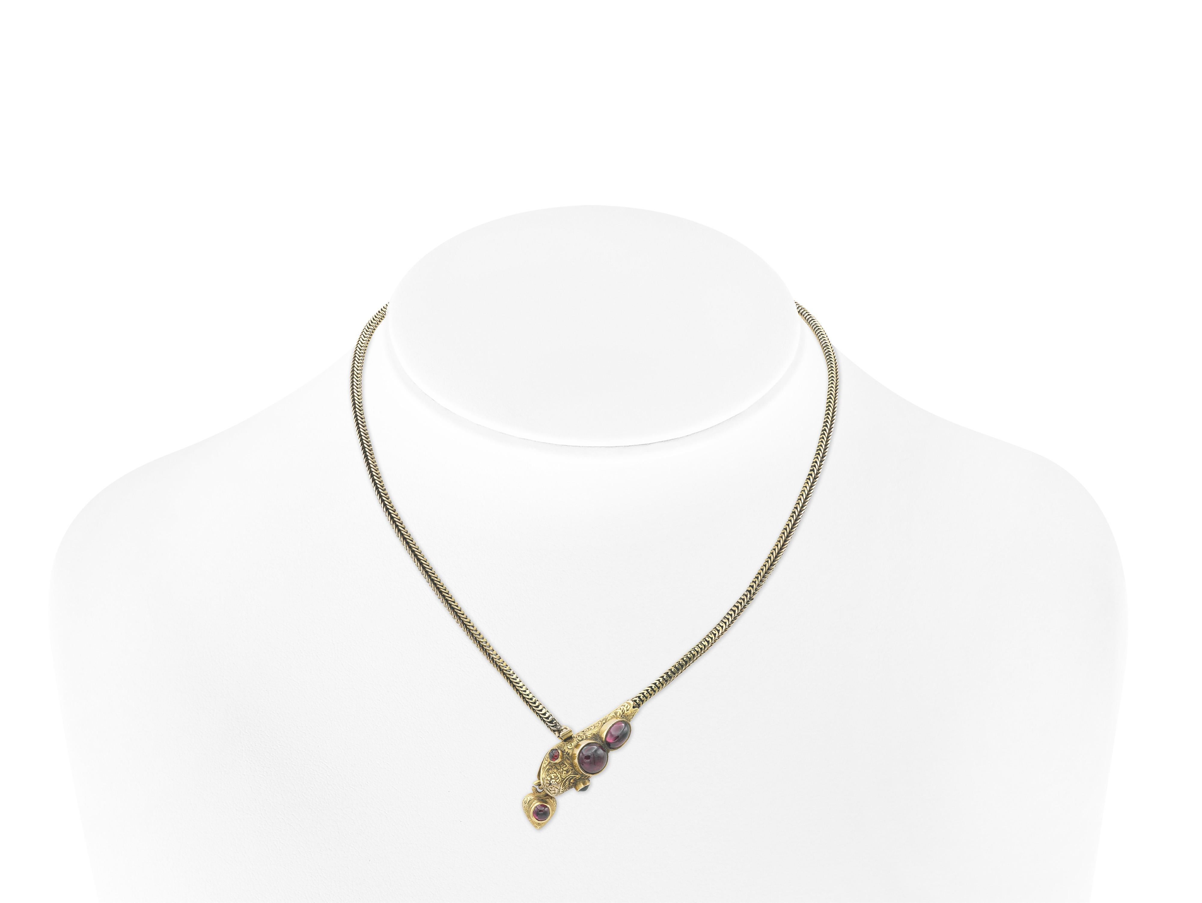 Victorien Collier serpent en or victorien ancien avec tourmalines en vente