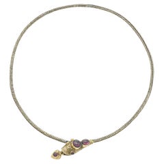Collier serpent en or victorien ancien avec tourmalines