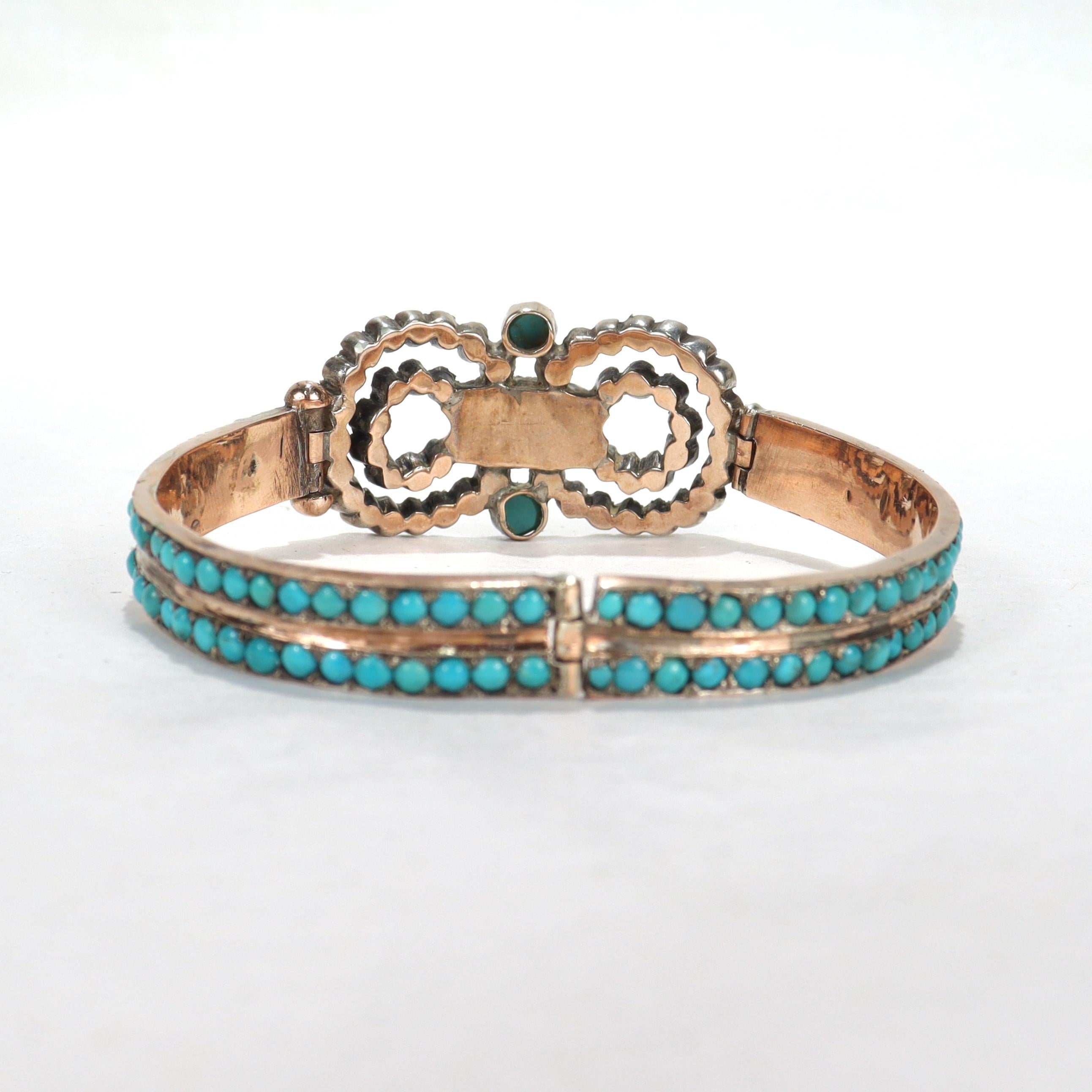 Women's Antique Victorian Gold & Turquoise Cabochon Bracelet