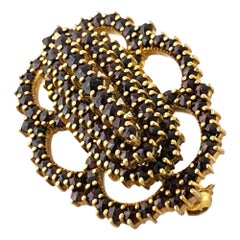 Antique Victorian Gold Wash 900 Silver Garnet Brooch #2965