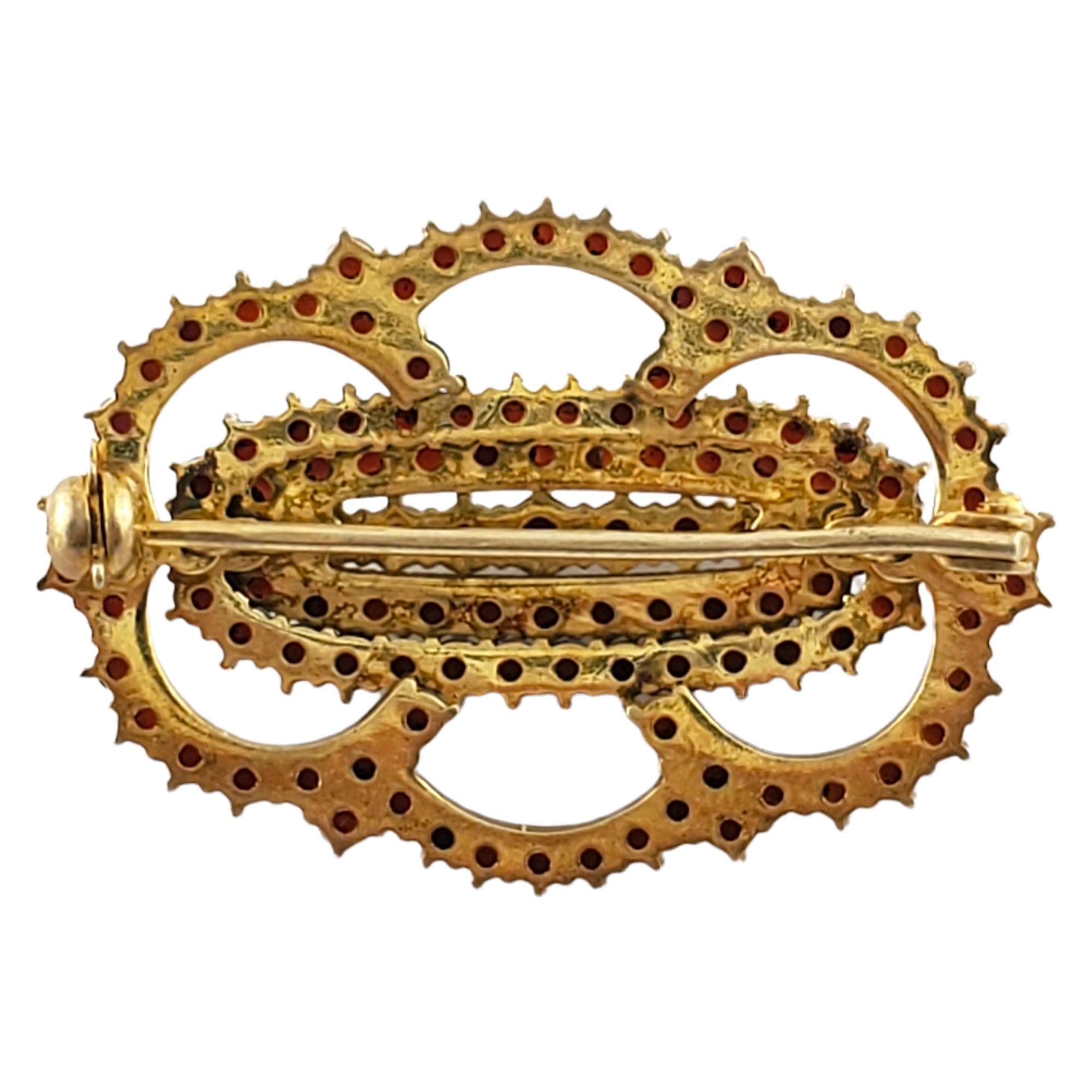Antique Victorian Gold Wash 900 Silver Garnet Brooch #2965 In Good Condition For Sale In Washington Depot, CT