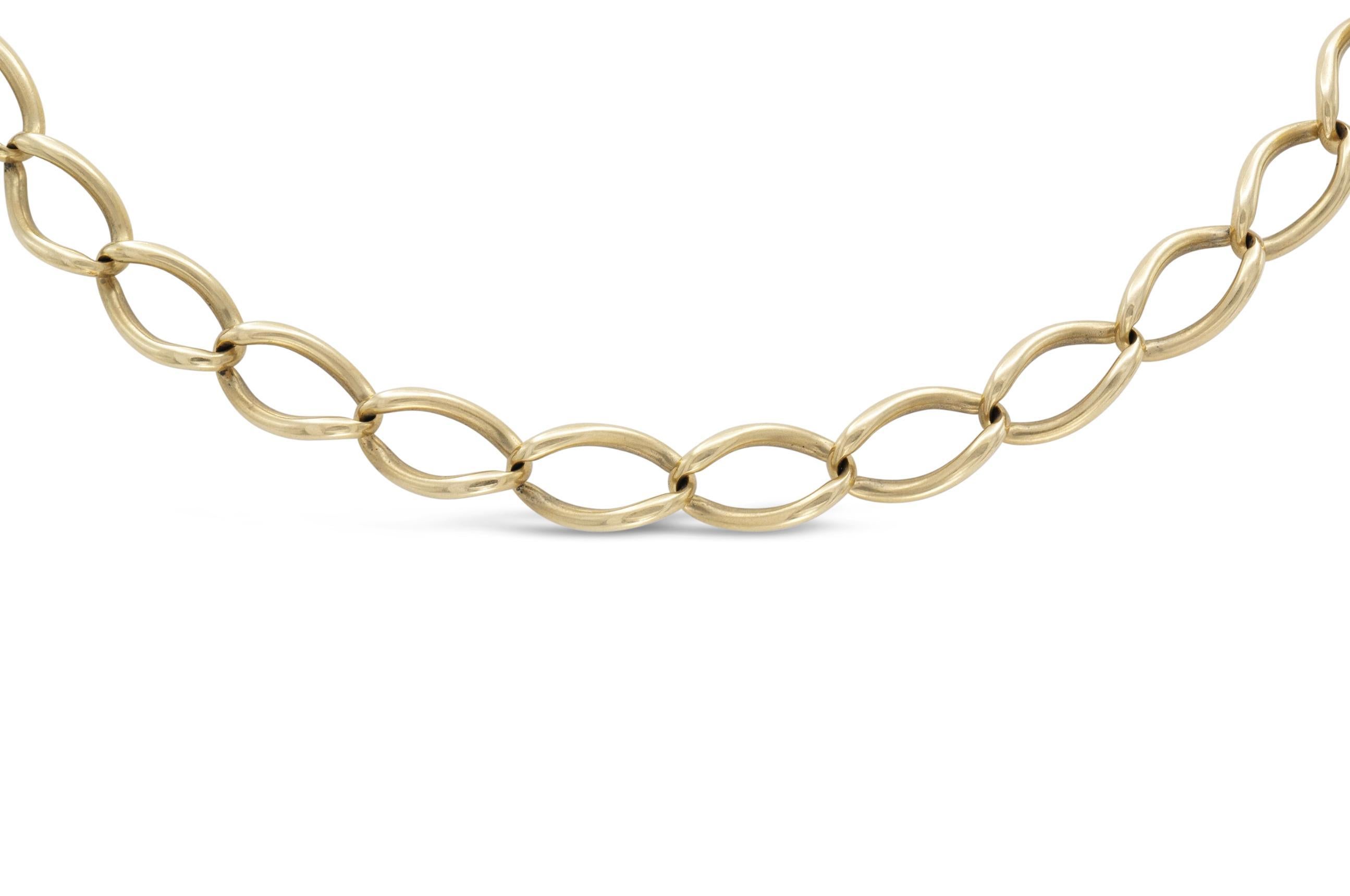 Antique Victorian Gold Watch Fob Link Necklace In Good Condition For Sale In New York, NY