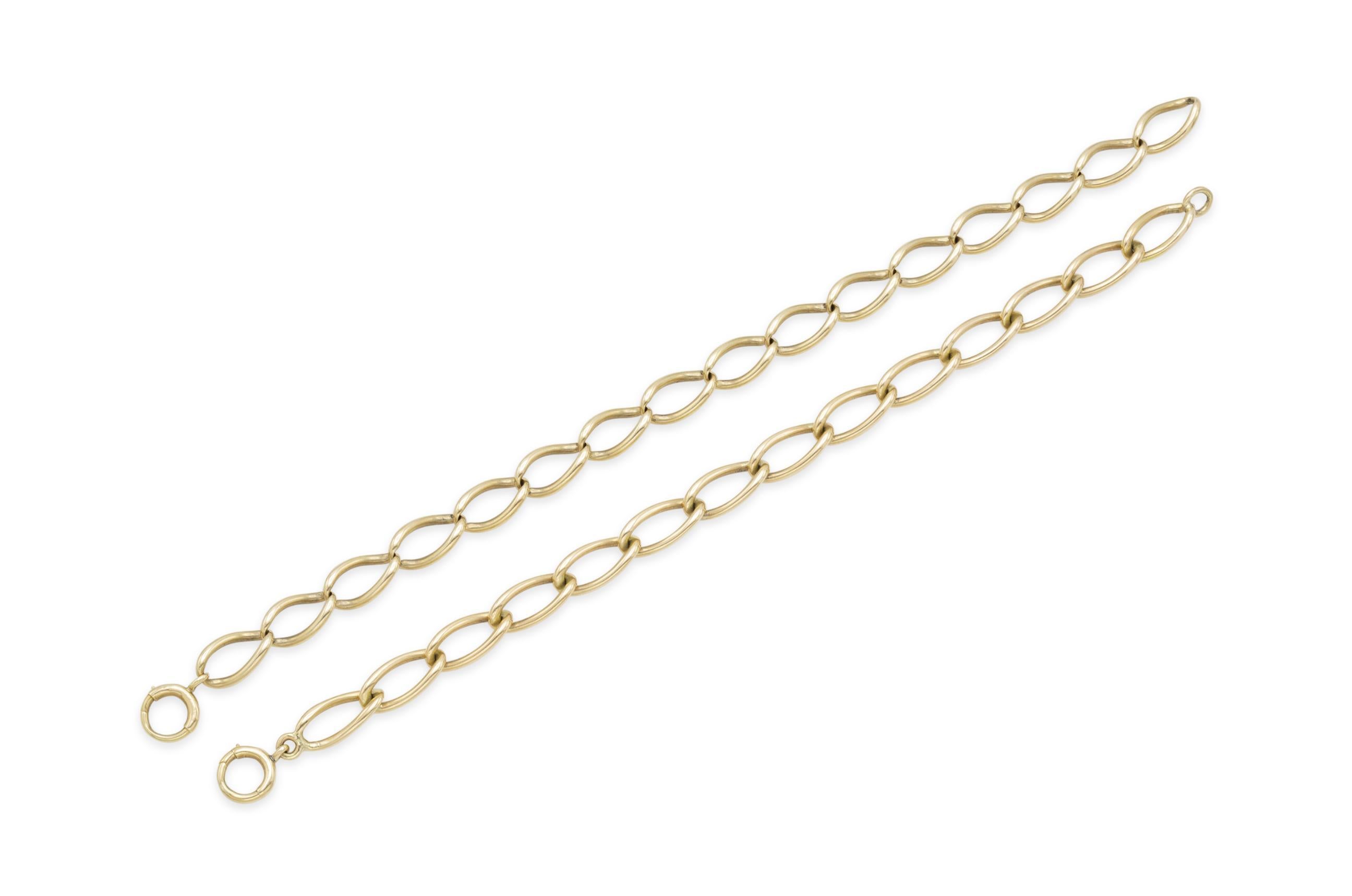 Women's Antique Victorian Gold Watch Fob Link Necklace For Sale