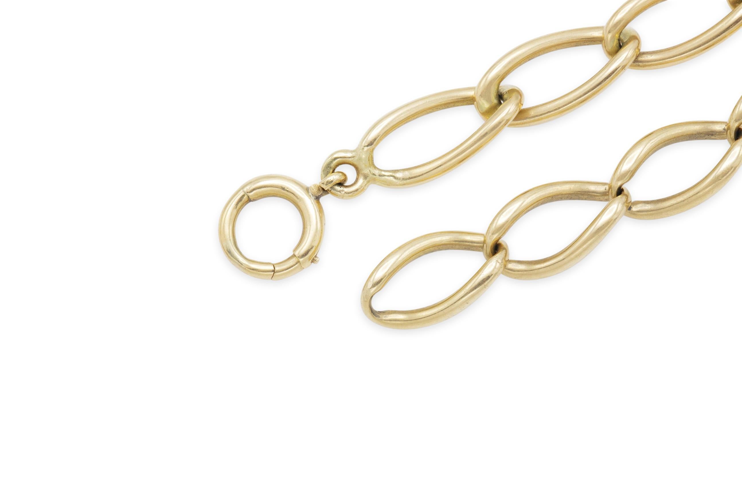 Antique Victorian Gold Watch Fob Link Necklace For Sale 1