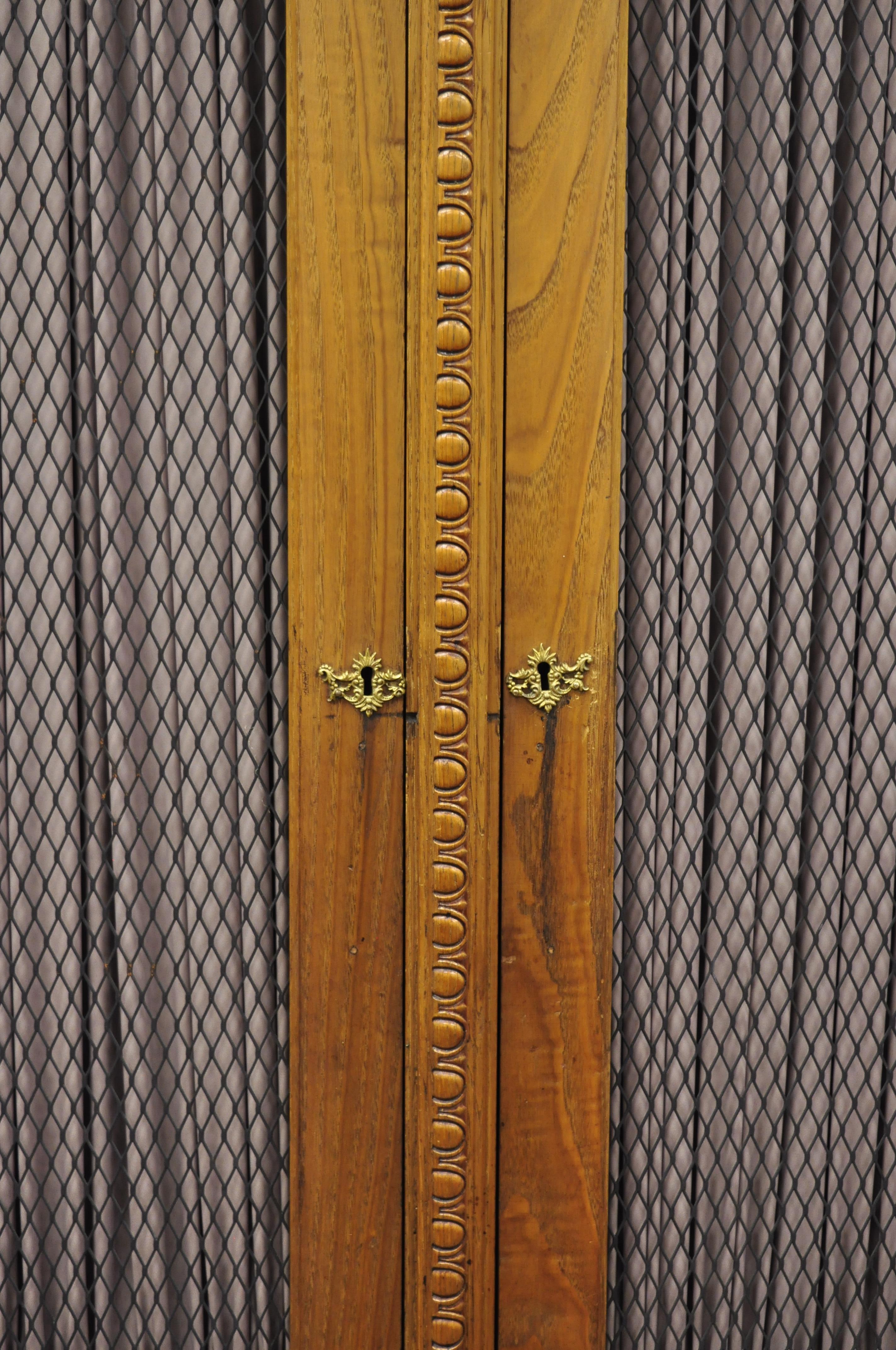 Antique Victorian Golden Oak Bookcase Hutch Buffet China Cabinet Tall Cupboard 4