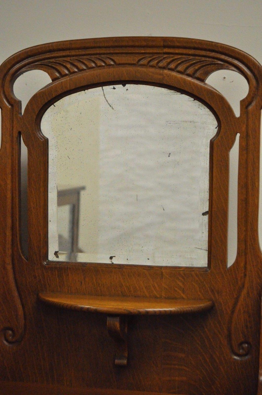 Antique Victorian Golden Oak Bow Glass Side by Side Bookcase Secretary Desk 1