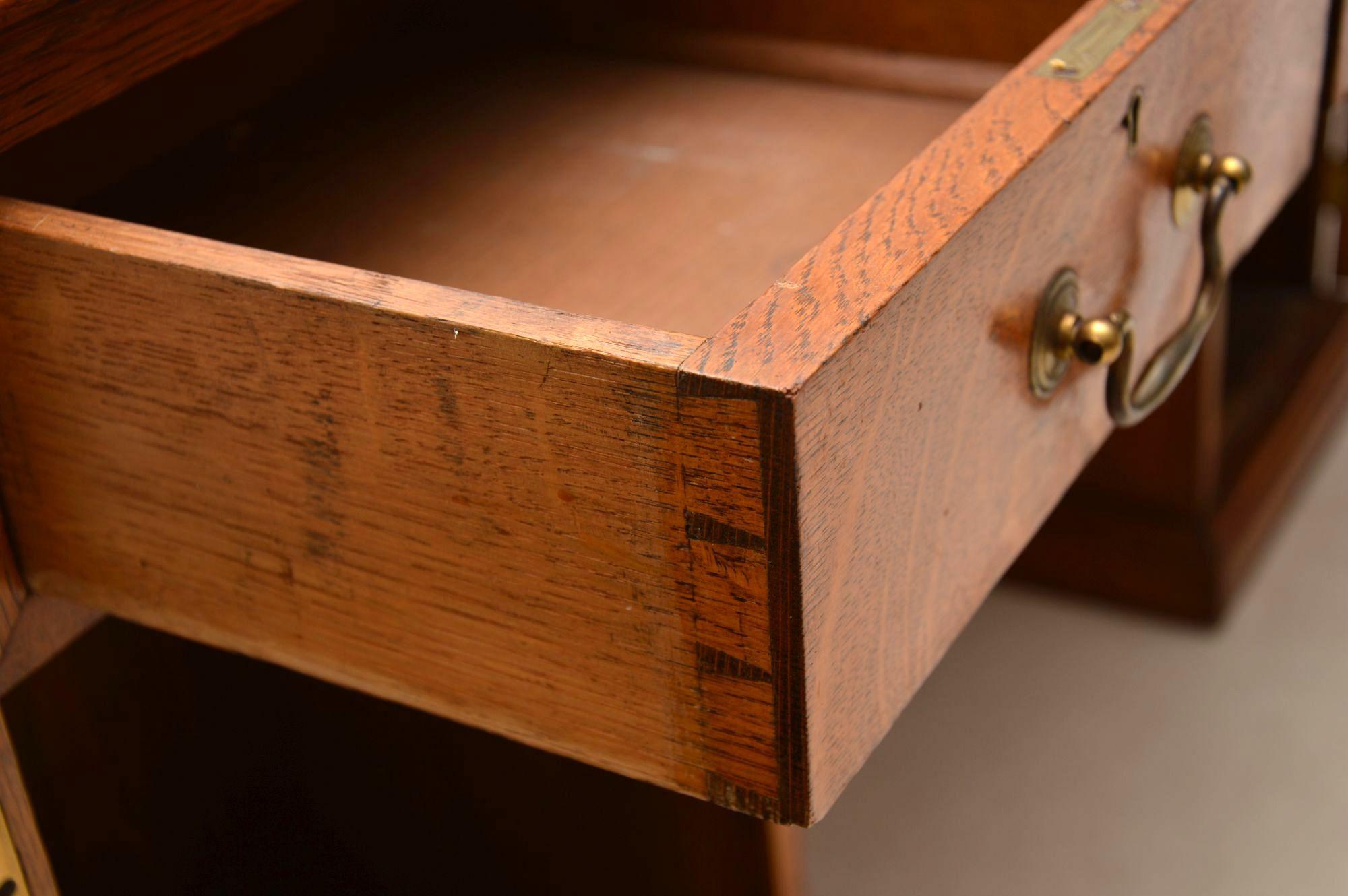 English Antique Victorian Golden Oak Pedestal Desk