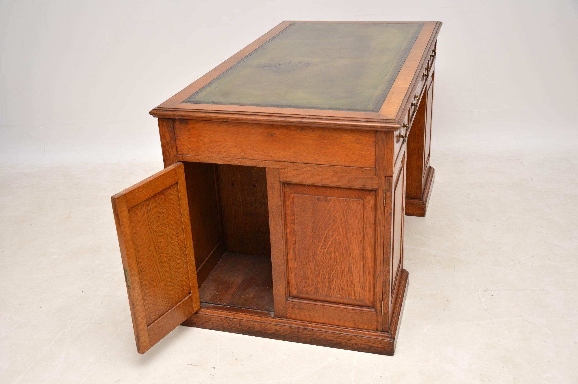 Antique Victorian Golden Oak Pedestal Desk 2