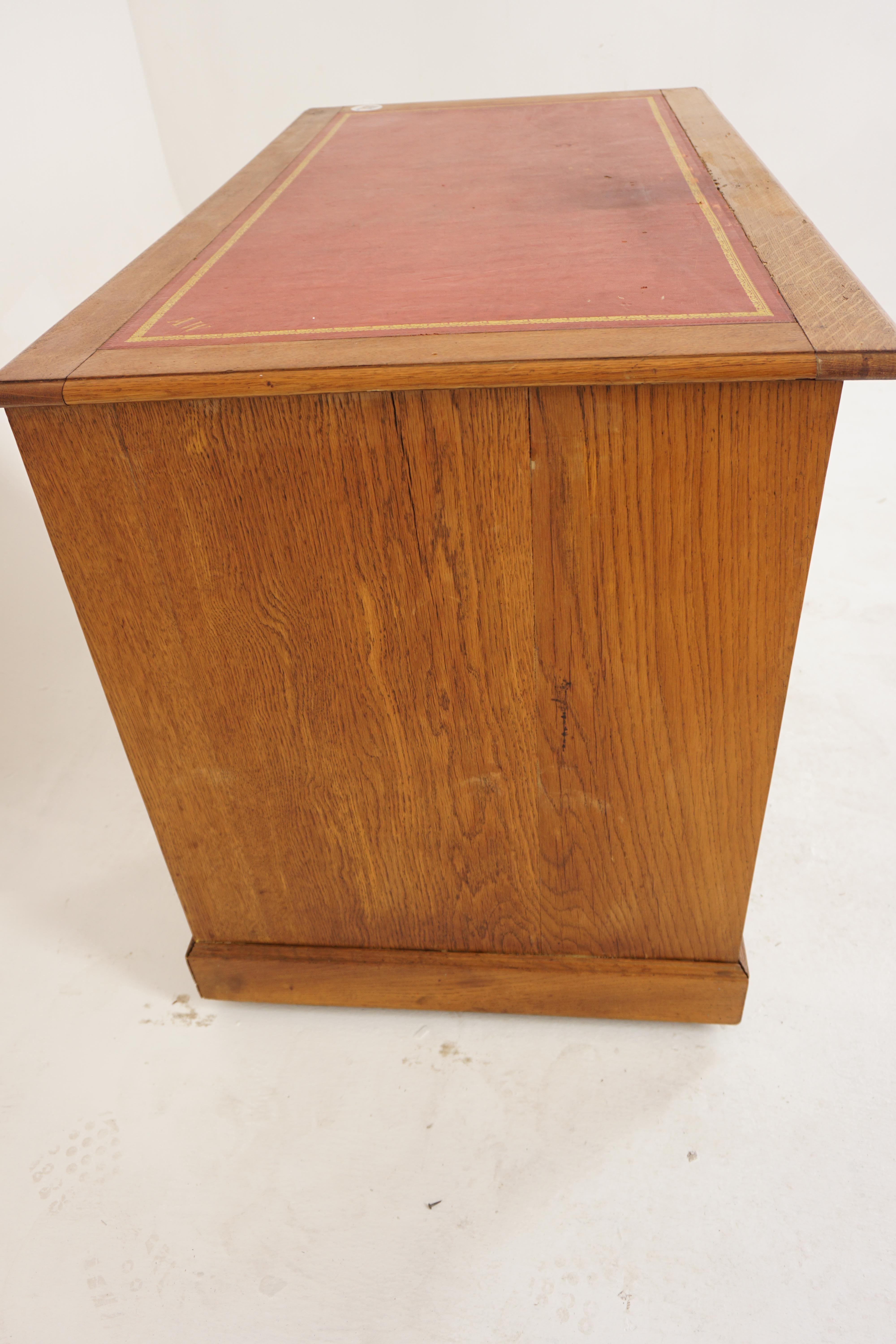 Antique Victorian, Golden Oak, Pedestal Desk, Writing Table, Scotland 1890 For Sale 3