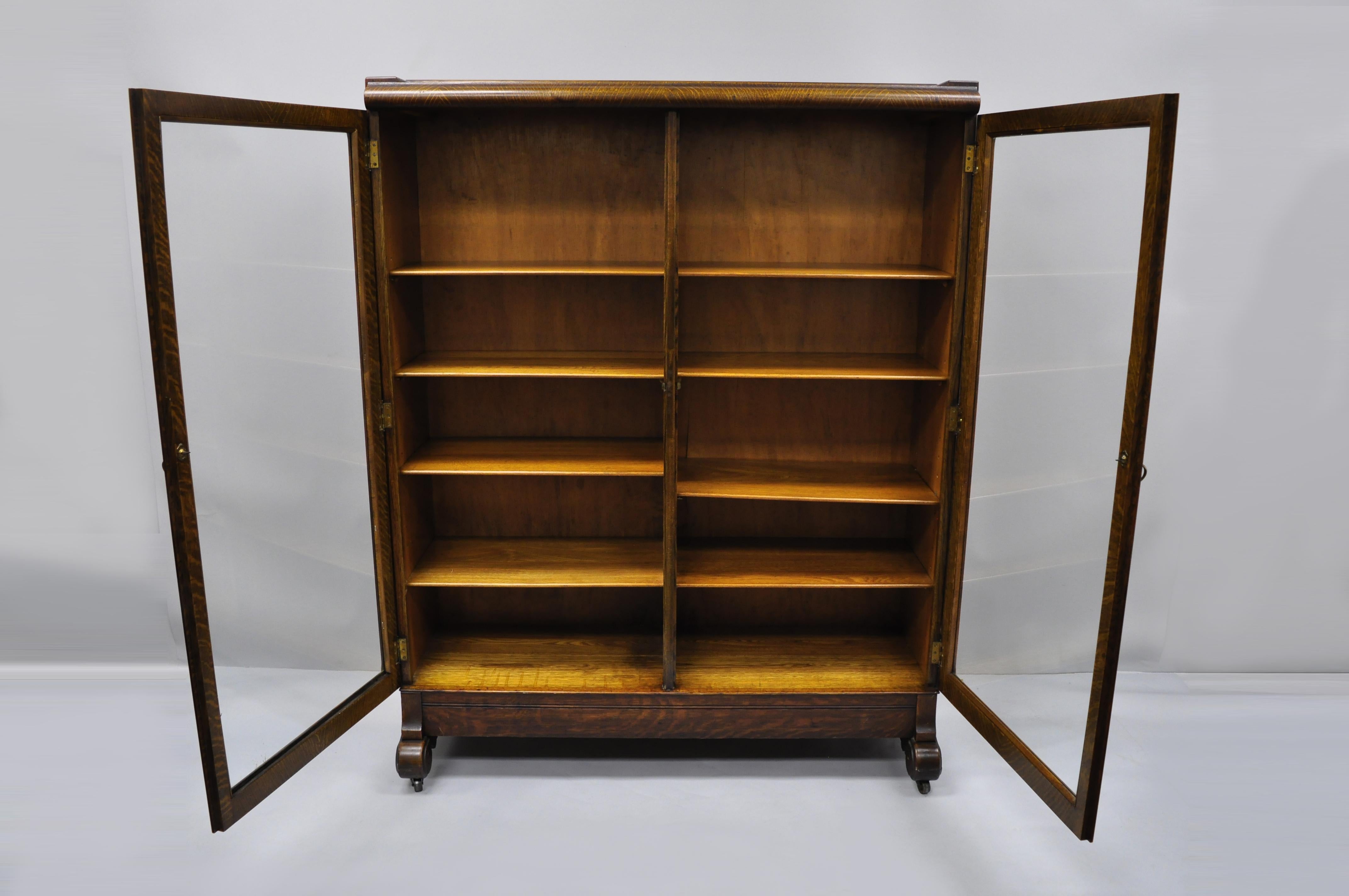 antique oak china cabinet with glass doors