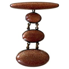Antique Victorian Goldstone Convertible Dangle Bar Brooch, Circa 1880