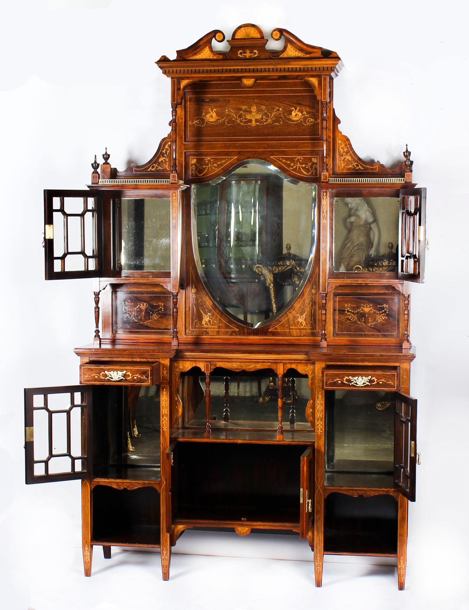 Antique Victorian Goncalo Alves Inlaid Side Cabinet, 19th Century 3