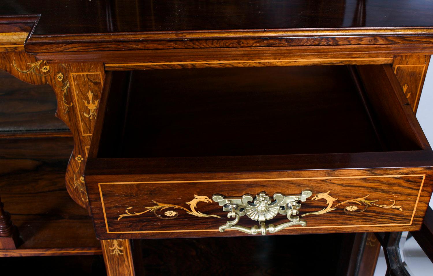 Antique Victorian Goncalo Alves Inlaid Side Cabinet, 19th Century 5
