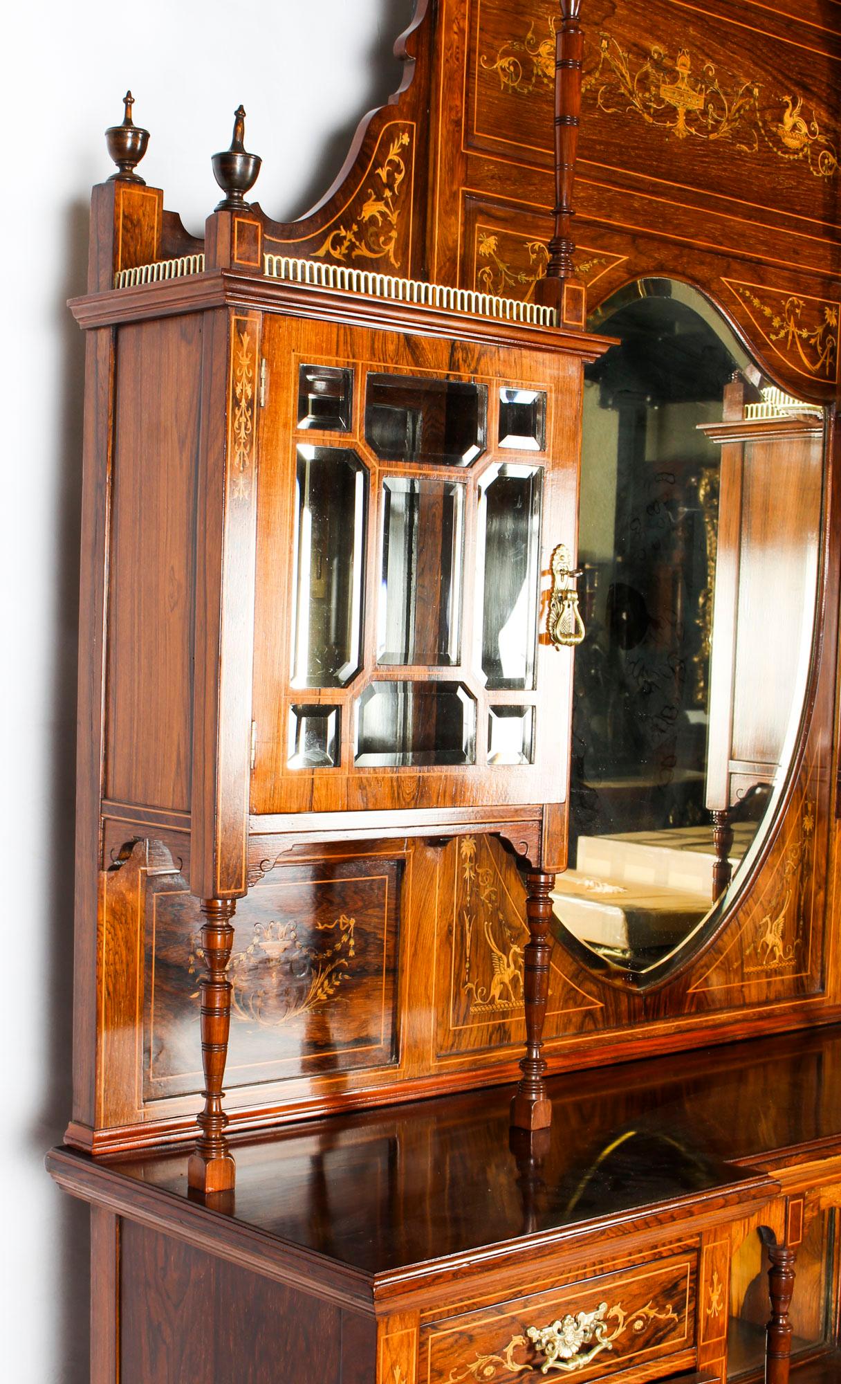 Antique Victorian Goncalo Alves Inlaid Side Cabinet, 19th Century 9