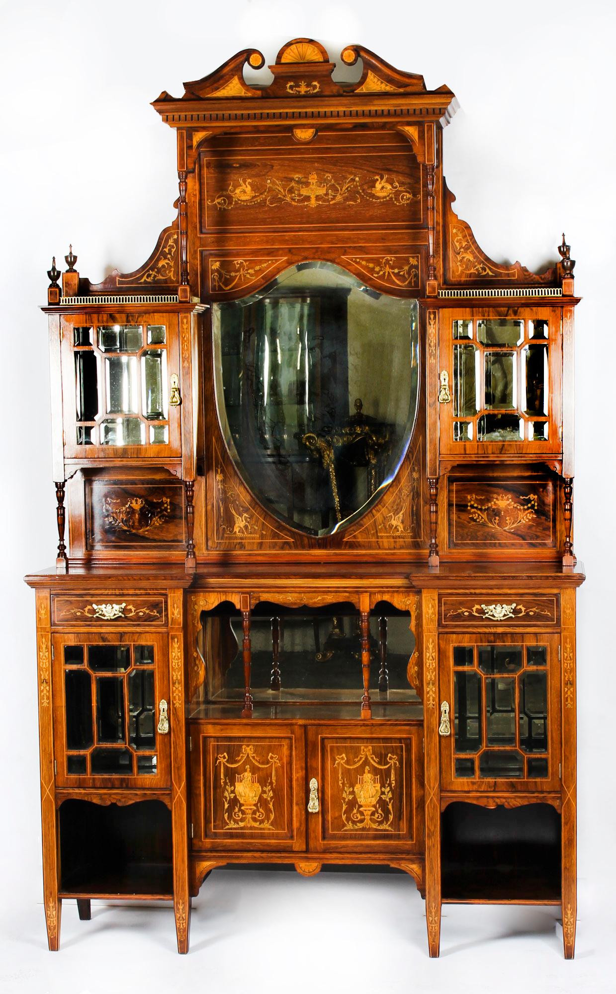 Antique Victorian Goncalo Alves Inlaid Side Cabinet, 19th Century 10