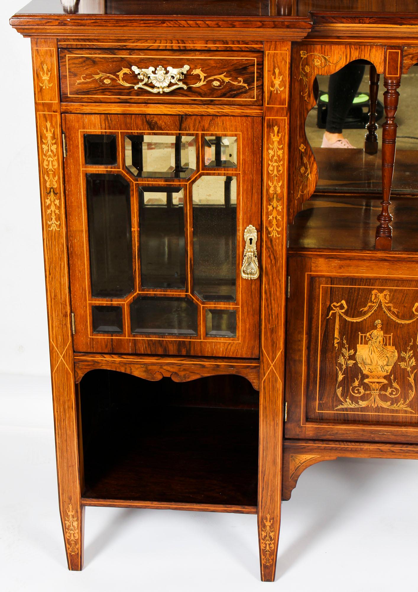 Late 19th Century Antique Victorian Goncalo Alves Inlaid Side Cabinet, 19th Century
