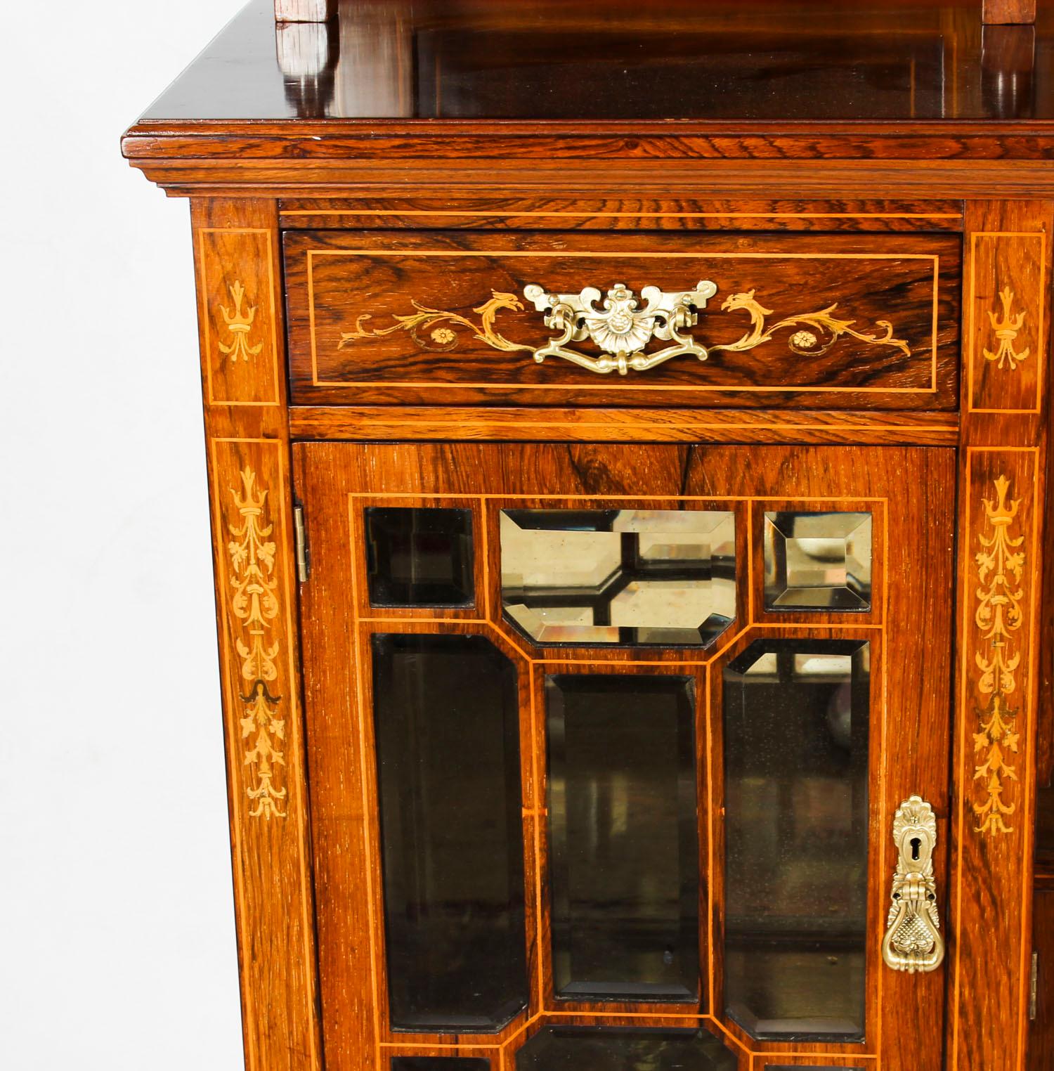 Satinwood Antique Victorian Goncalo Alves Inlaid Side Cabinet, 19th Century