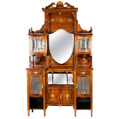 Antique Victorian Goncalo Alves Inlaid Side Cabinet, 19th Century