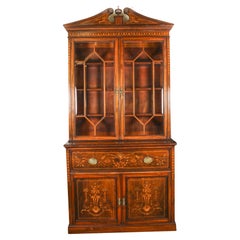 Used Victorian Gonçalo Alves & Marquetry Secretaire Bookcase 19th C