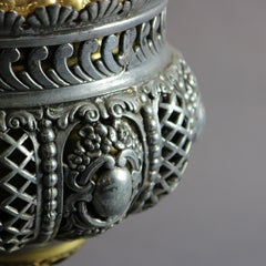 Antique Victorian Gone With The Wind MIxed Metal Parlor Table Lamp, c1880