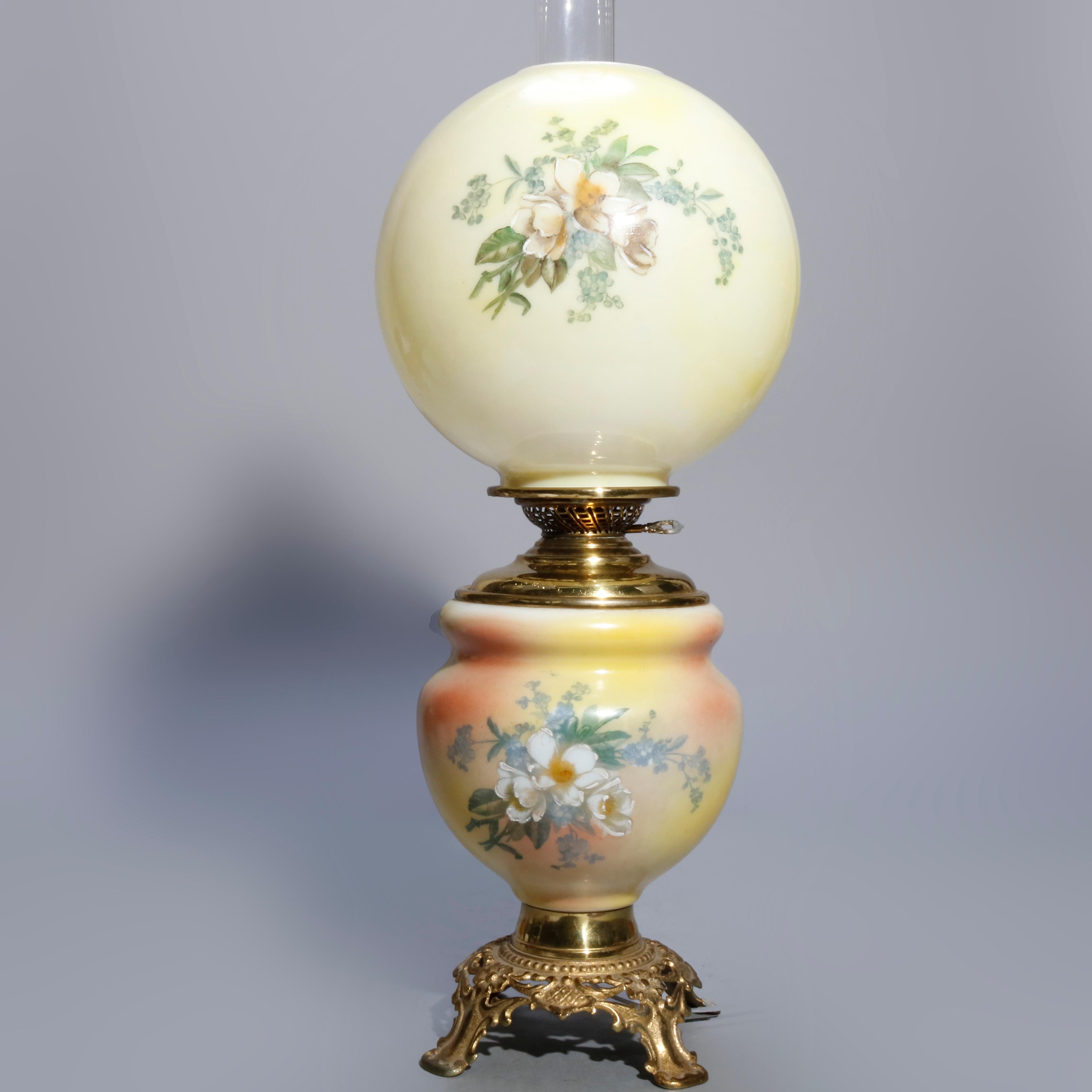 Metal Antique Victorian Gone with the Wind Parlor Lamp, circa 1890