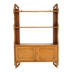 Antique Victorian Gothic Oak Hanging Wall Cabinet, Scotland, 1900