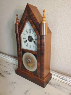 Antique Victorian Gothic Revival Cathedral Steeple Clock by E.N. Welch